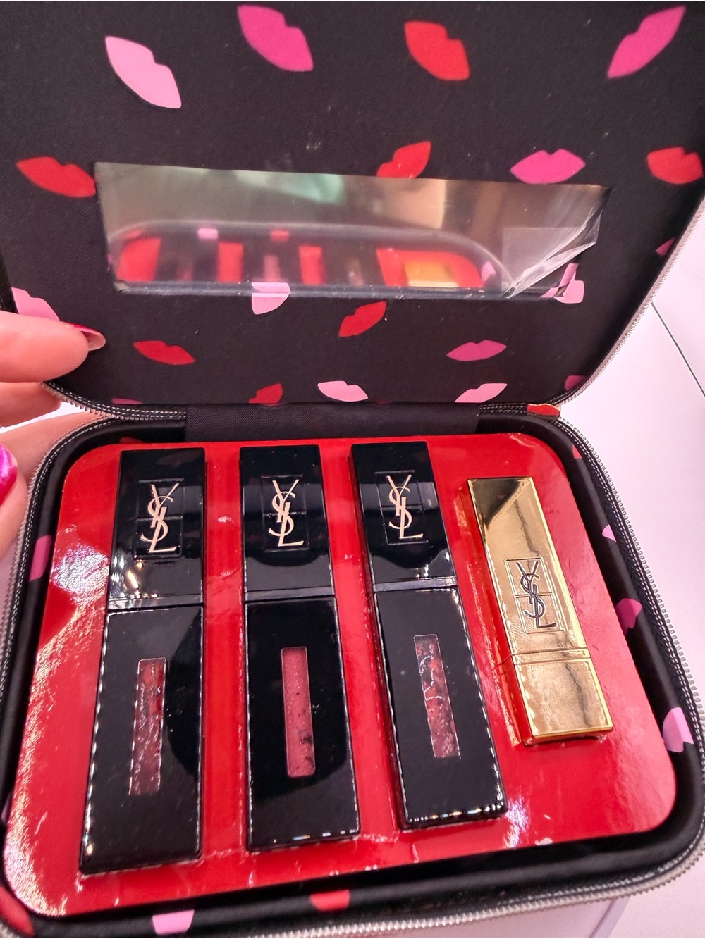 Yves Saint Laurent Lipstick & Gloss Set in Red and Pink Shades